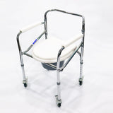 Chrome Steel Foldable Mobile Commode