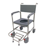 Stainless Steel Commode with Seat Cushion and Anti Tippers