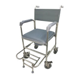 Stainless Steel Commode with Seat Cushion and Anti Tippers