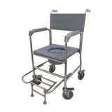 Stainless Steel Commode with Seat Cushion and Anti Tippers