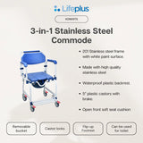 Lifeplus 3-in-1 Stainless Steel Commode ( 125kg weight limit )