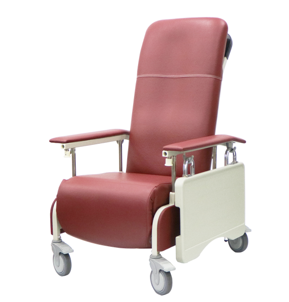 3 Position Reclining Mobile Geriatric Chair with Drop Down Armrests