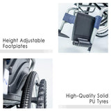 Bion 20"/22" Heavy Duty Detachable Wheelchair with Foldable backrest