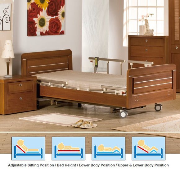 3 Crank Electrical Hospital Bed - Wood Design  (Made in Taiwan)